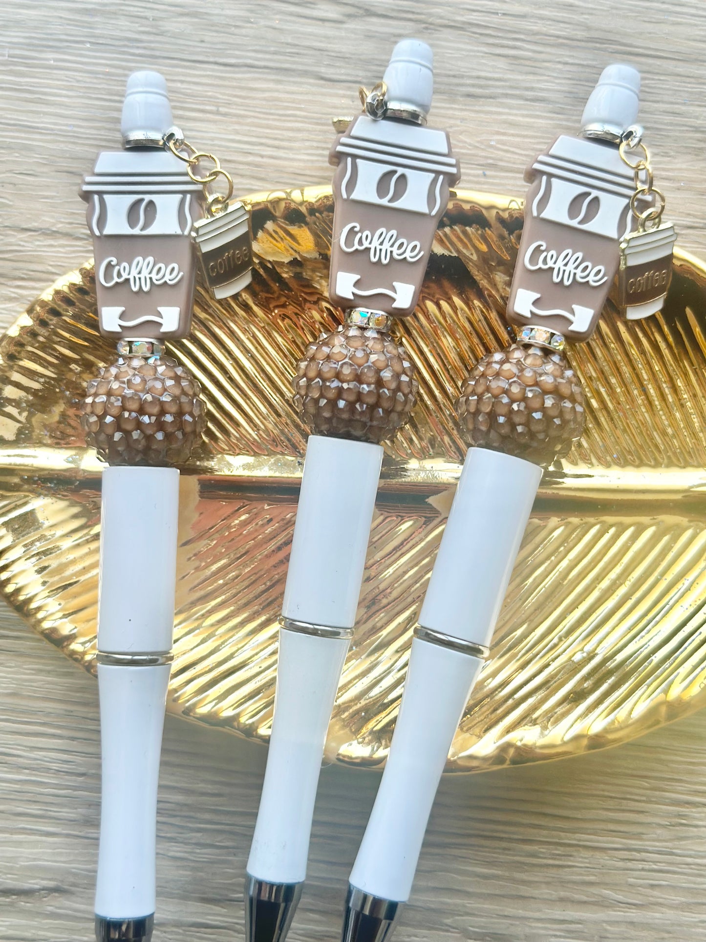 Coffee Cup Beaded Pen With Coffee Dangle