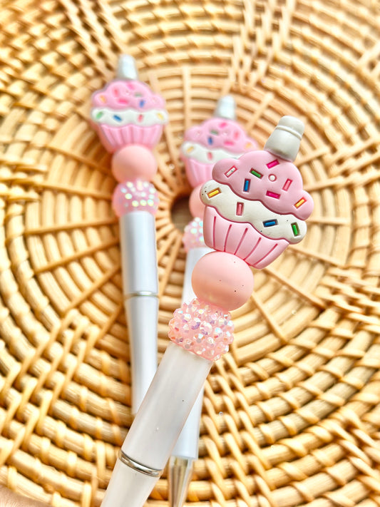 Light Pink Cupcake Beaded Pen