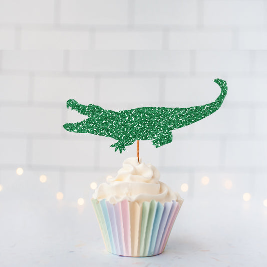 Glitter Alligator Cupcake Toppers