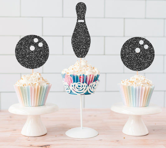 READY TO SHIP Bowling Cupcake Toppers