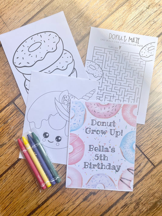 Personalized Donut Coloring Kit Favors