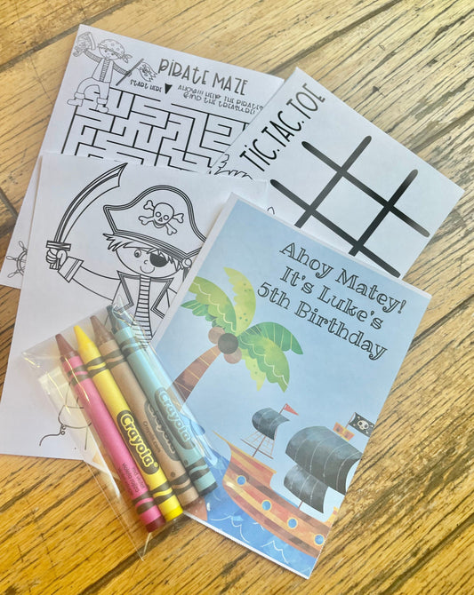 Personalized Pirate Coloring Kit Favors