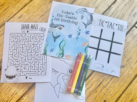 Personalized Shark Coloring Kit Favors