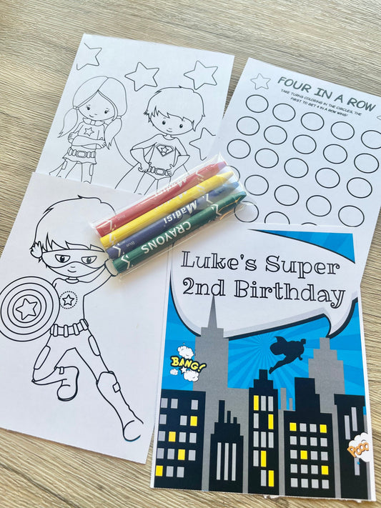 Personalized Superhero Coloring Kit Favors