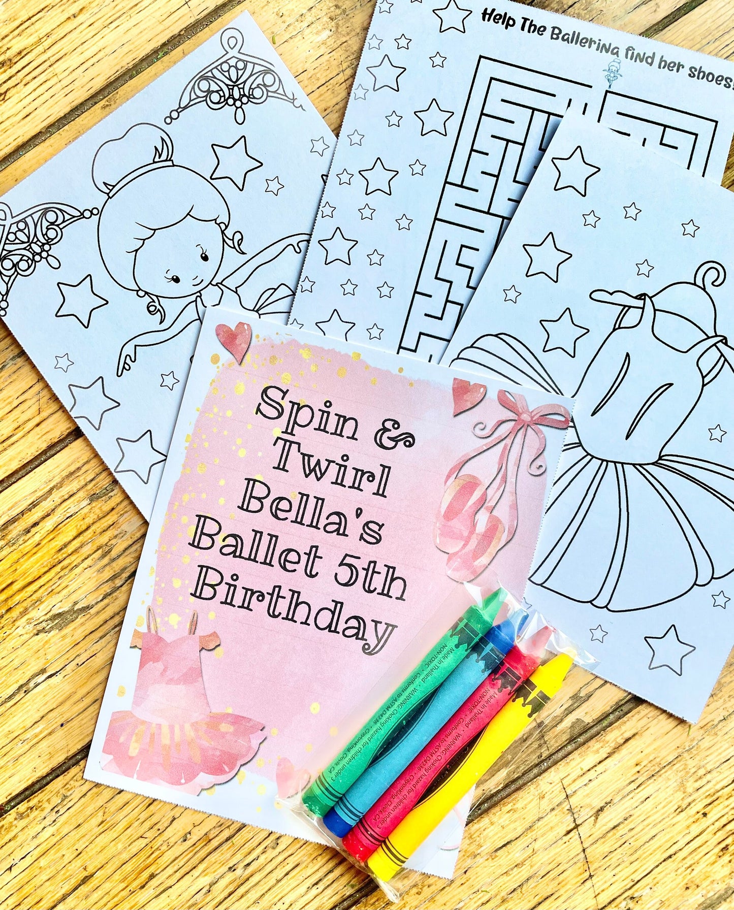 Personalized Ballerina Coloring Kit Favors