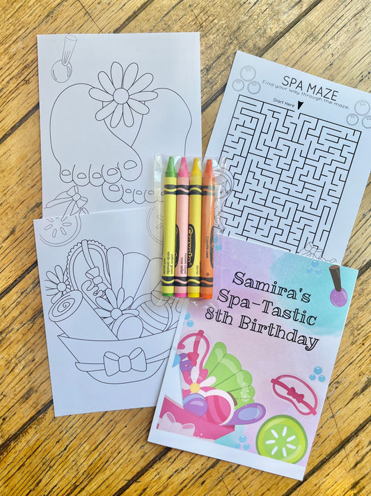 Personalized Spa Coloring Kit Favors