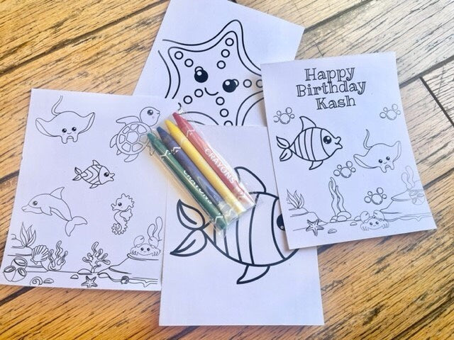 Personalized Under The Sea Coloring Kit Favors