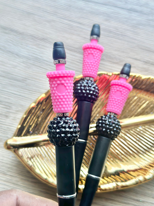Studded Tumbler Beaded Pen - Pink Version