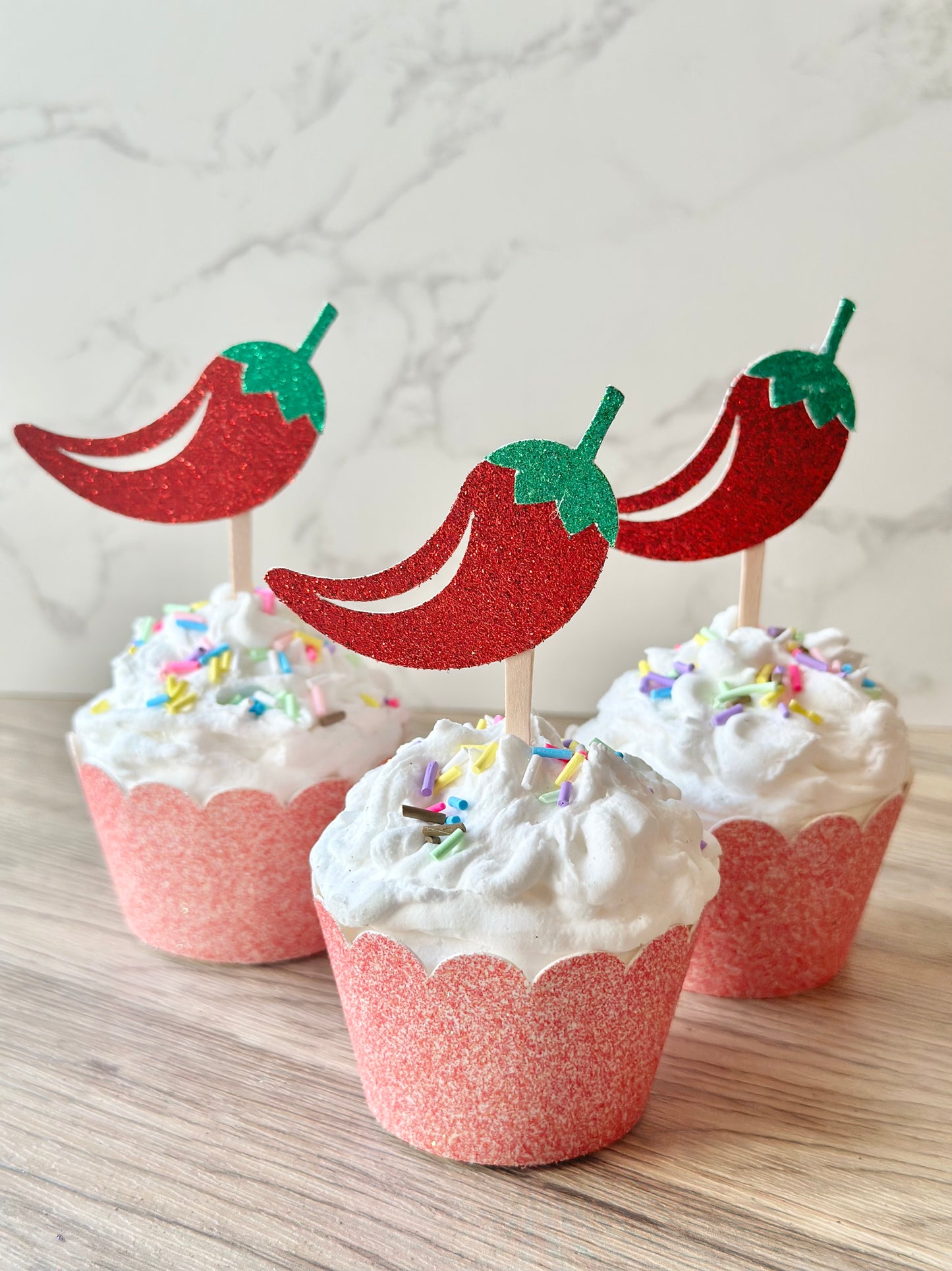 Chili Pepper Cupcake Toppers - Set of 12