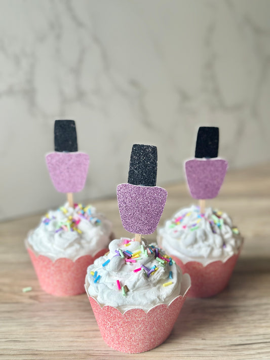 Nail Polish Cupcake Toppers - Set of 12