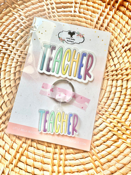 Teacher Vinyl Sticker and Keychain Bundle