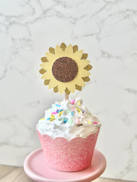 Sunflower Cupcake Toppers - Set of 12