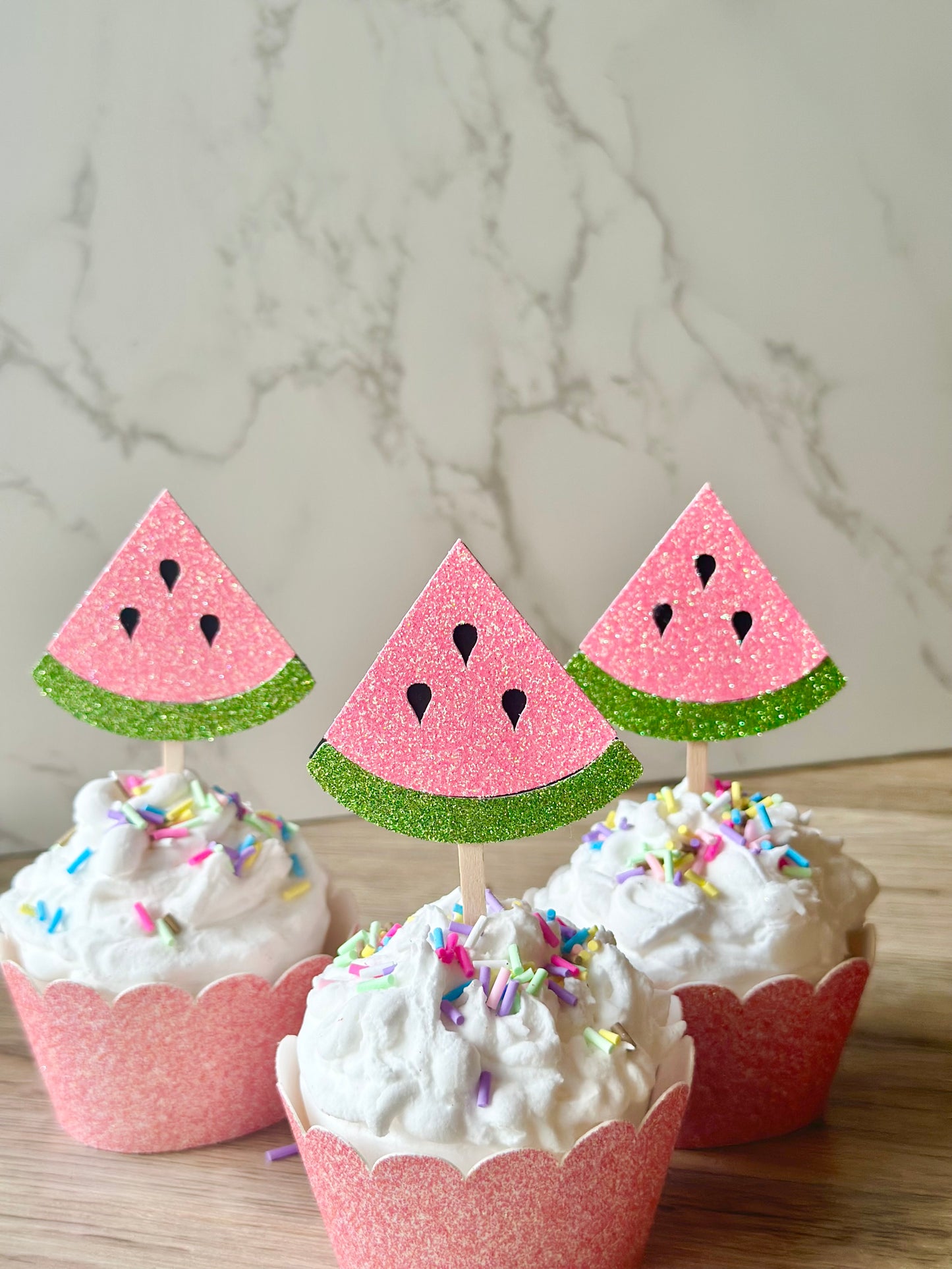 Watermelon Cupcake Toppers - Set of 12