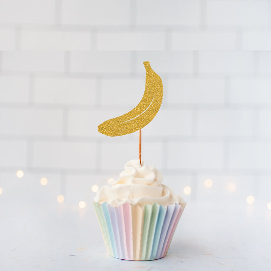 Glitter Banana Cupcake toppers