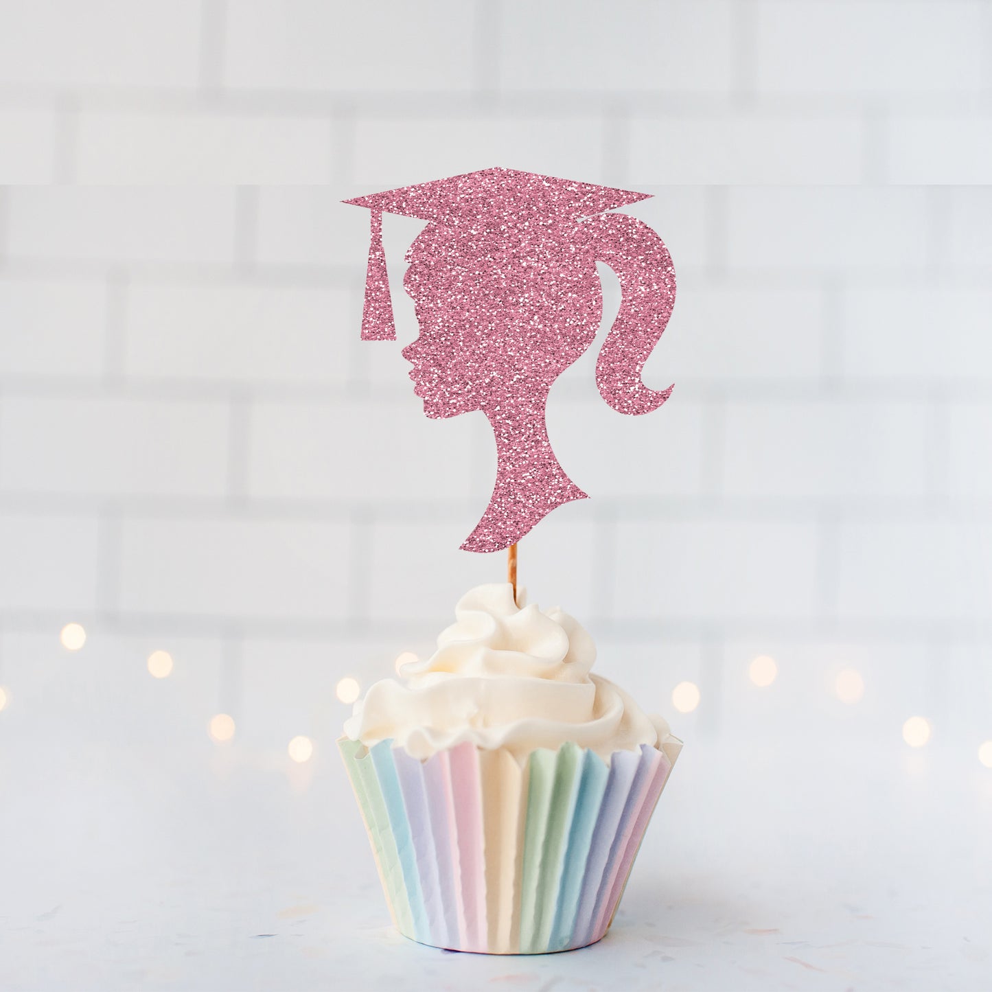 Glitter Glamour Grad Girl Cupcake Toppers