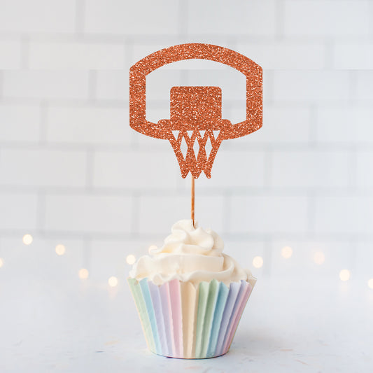 Glitter Basketball Hoop Cupcake Toppers