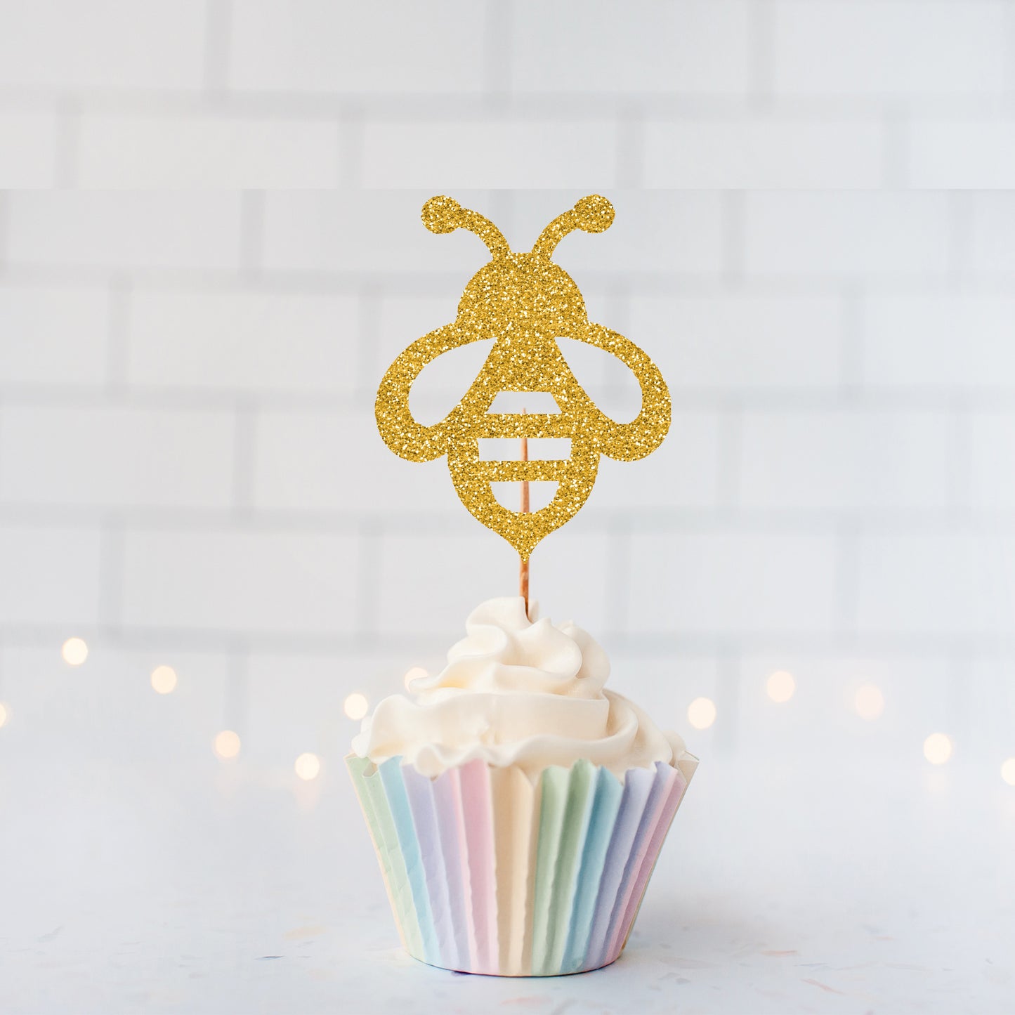 Glitter Bee Cupcake Toppers