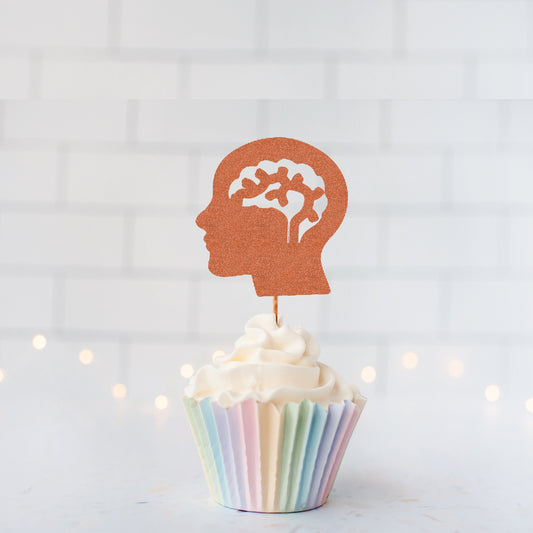 Glitter Brain Cupcake Toppers