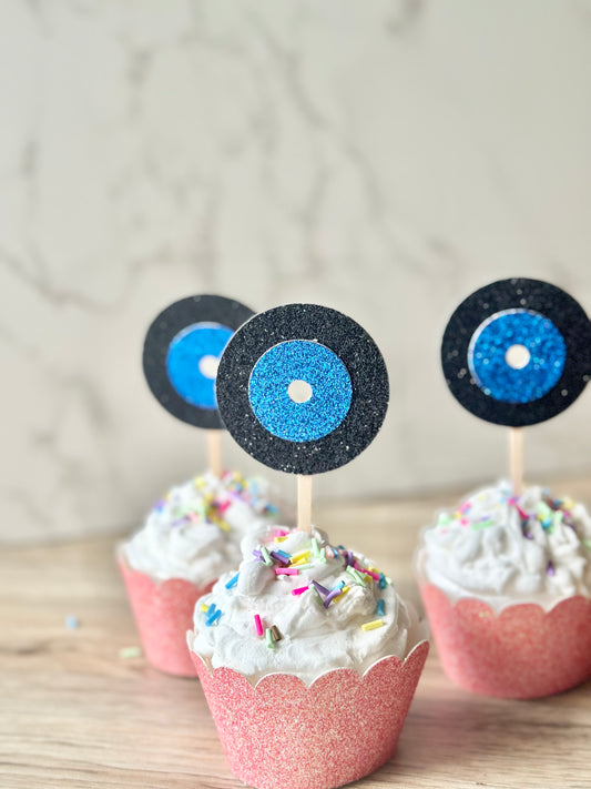 Record Cupcake Toppers - Set of 12