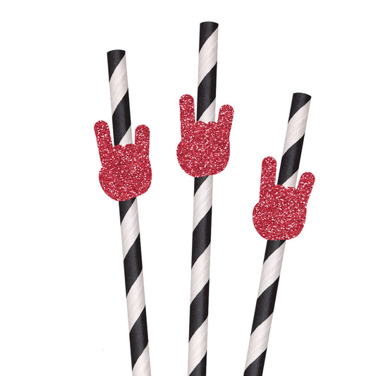 Rock N Roll Hands Party Straws - Set of 10