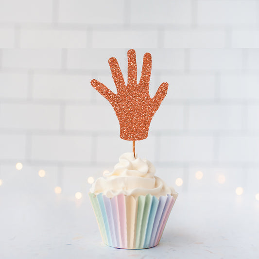 Glitter Hand Cupcake Toppers