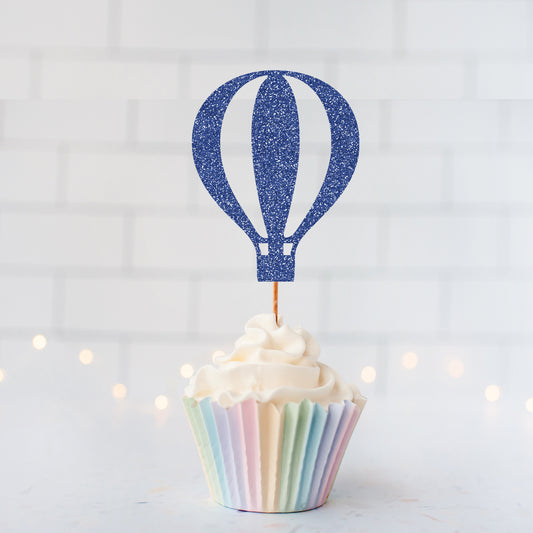 READY TO SHIP Glitter Hot Air Balloons Cupcake Toppers