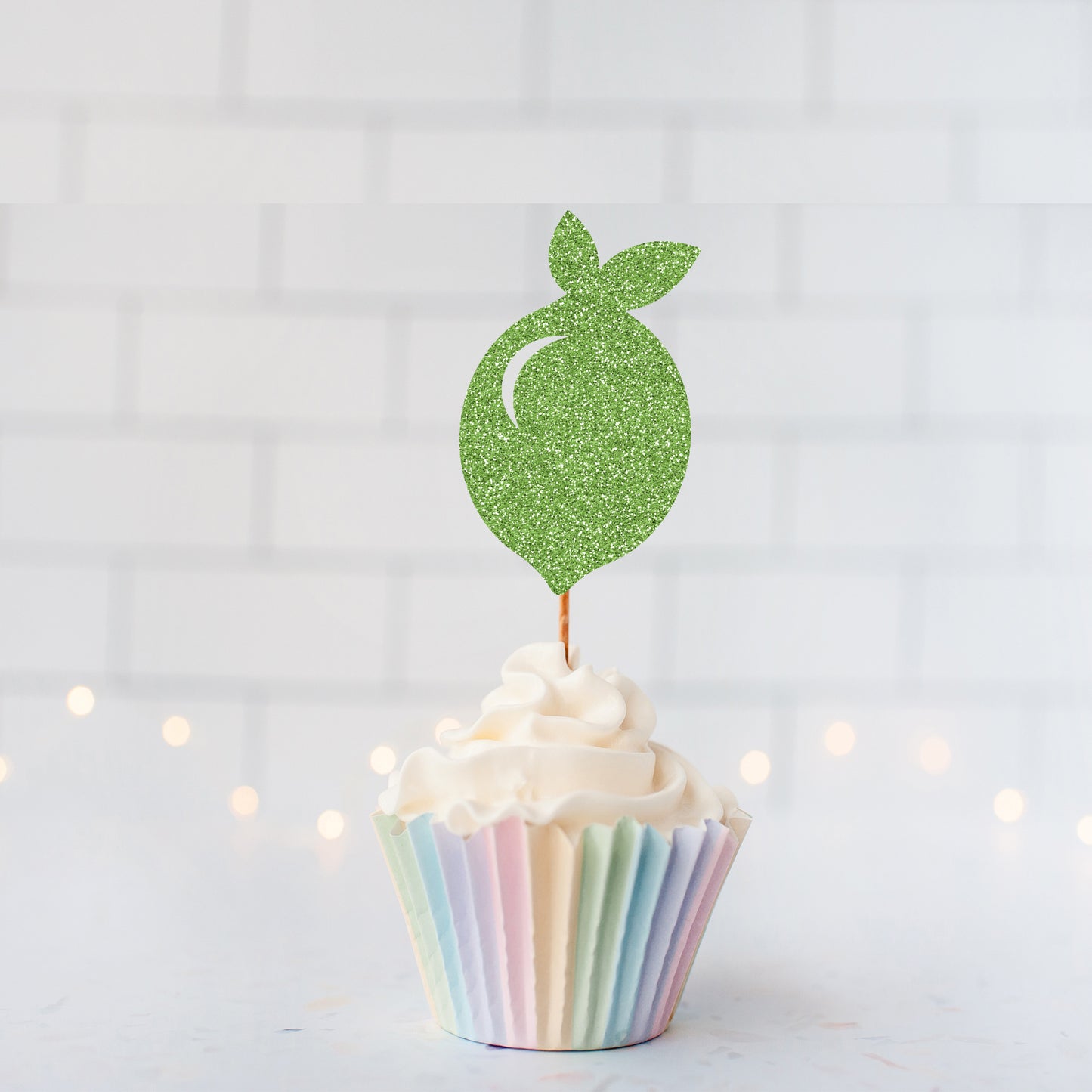 Glitter Lemon - Lime Cupcake Toppers