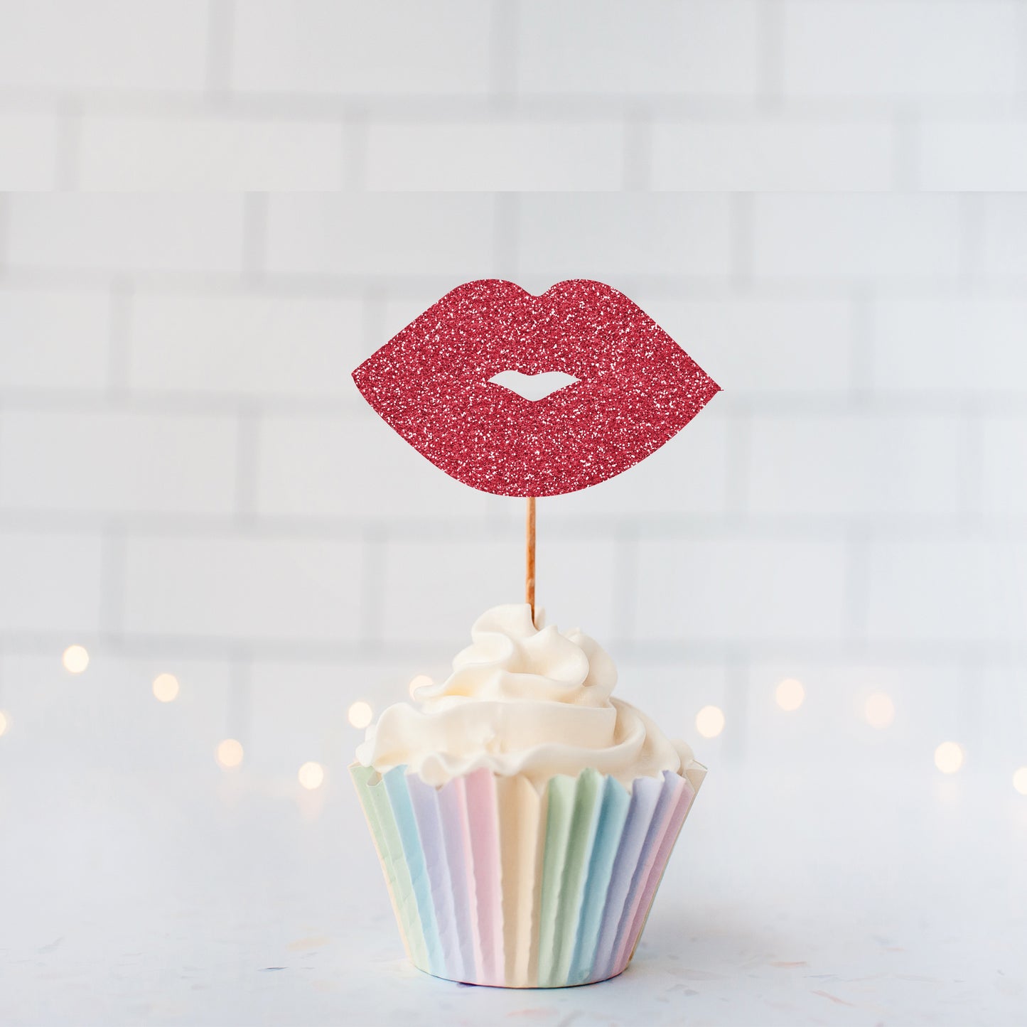 Glitter Lips Cupcake Toppers