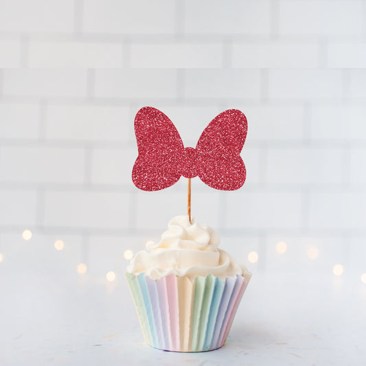 Glitter Bow Cupcake Toppers