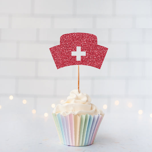 READY TO SHIP Nurse Hat Cupcake Toppers