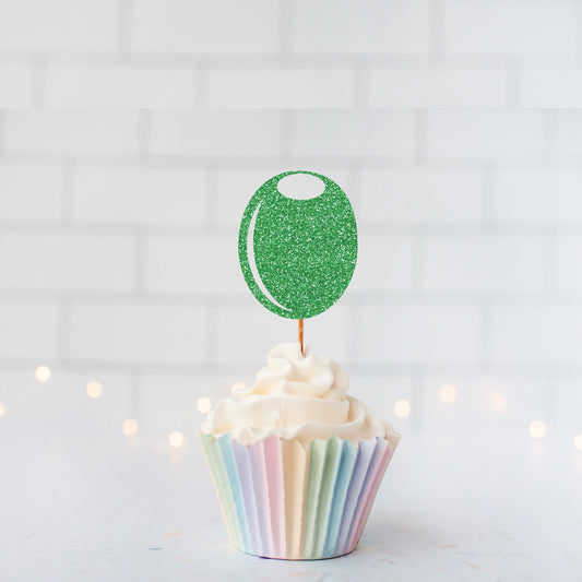Glitter Olive Cupcake Toppers