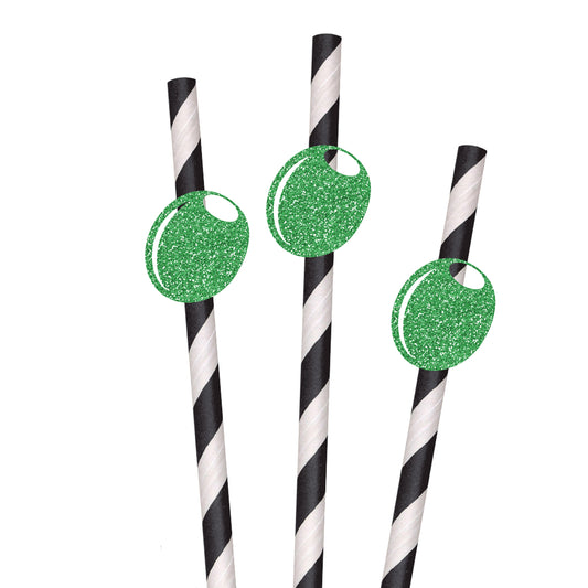 Olive Party Straws - Set of 10
