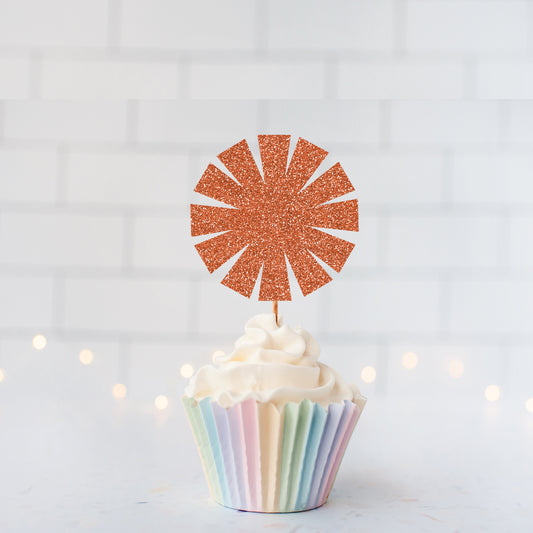 Glitter Sunburst Cupcake Toppers