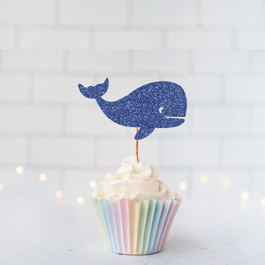 Glitter Whale Cupcake Toppers