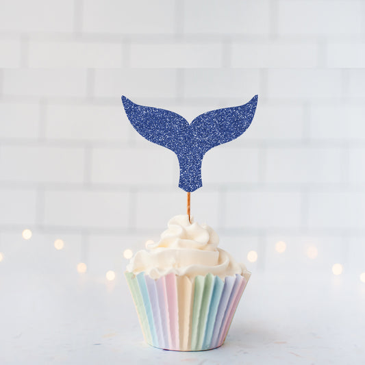 Glitter Whale Tail Cupcake Toppers