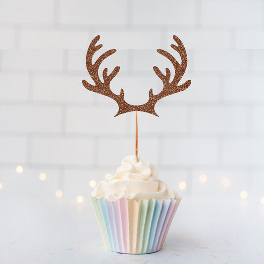 Glitter Antlers Cupcake Toppers
