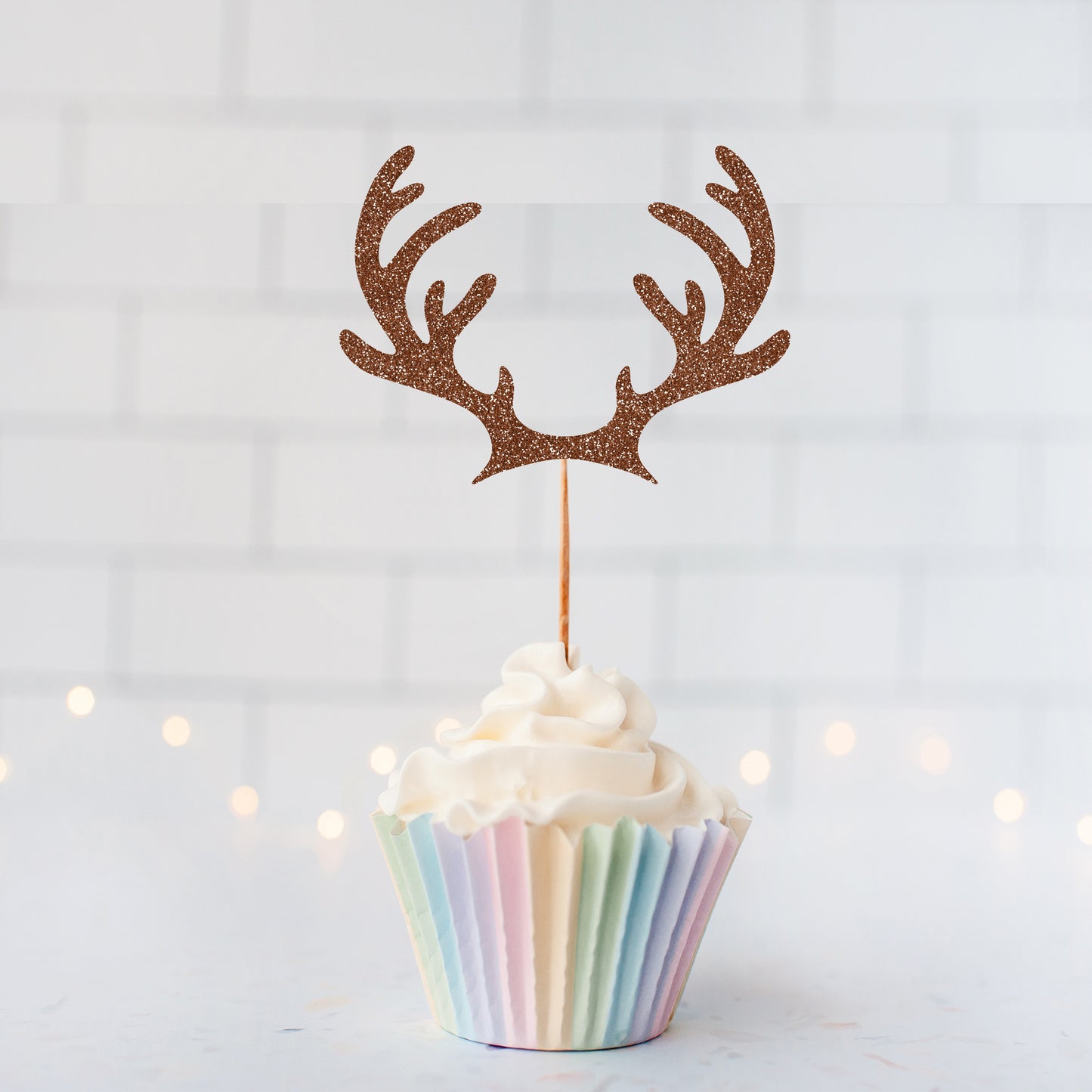 Glitter Antlers Cupcake Toppers
