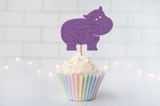 READY TO SHIP Hippo Cupcake Toppers