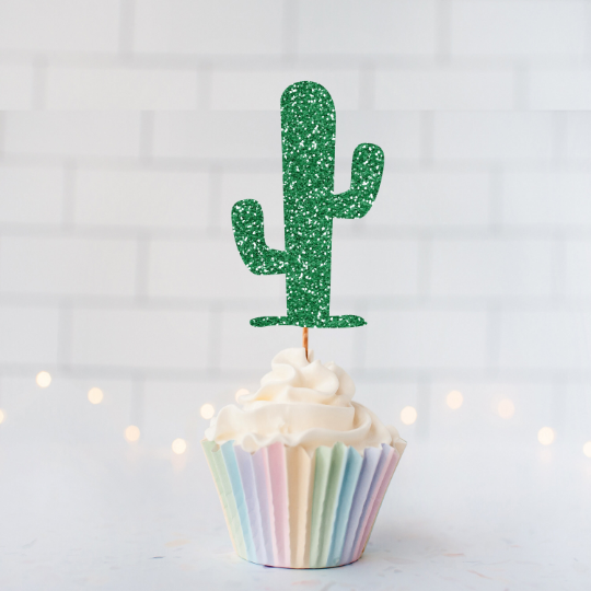 Glitter Cactus Cupcake Toppers