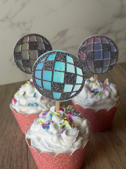 Disco Ball Cupcake Toppers - 12ct