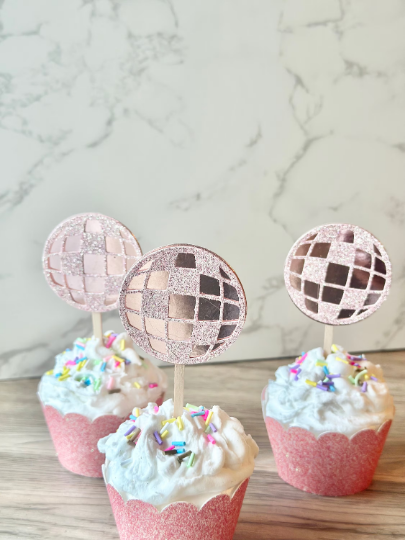 Disco Ball Cupcake Toppers - 12ct