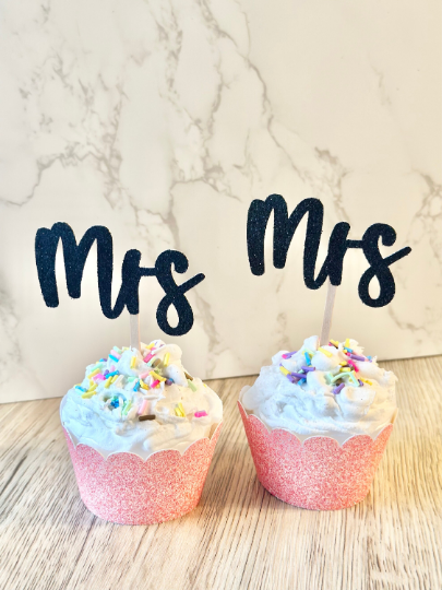 Glitter Mrs Cupcake Toppers