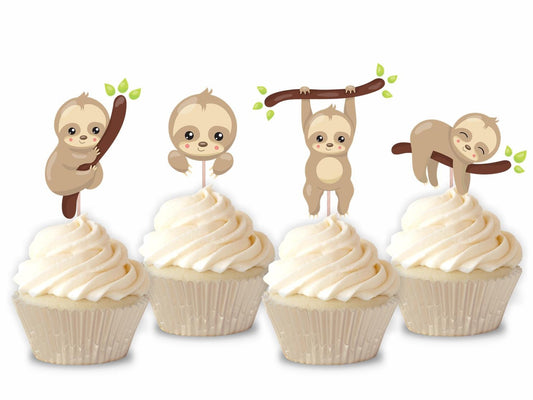 Baby Sloth Printed Cupcake Toppers