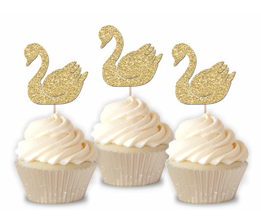 READY TO SHIP Swan Cupcake Toppers