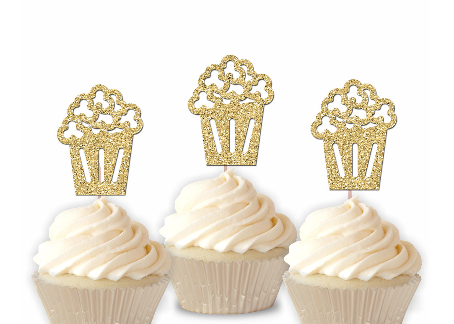 READY TO SHIP Popcorn Cupcake Toppers