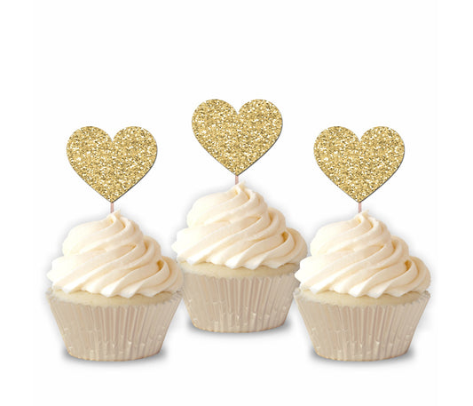 READY TO SHIP Heart Cupcake toppers