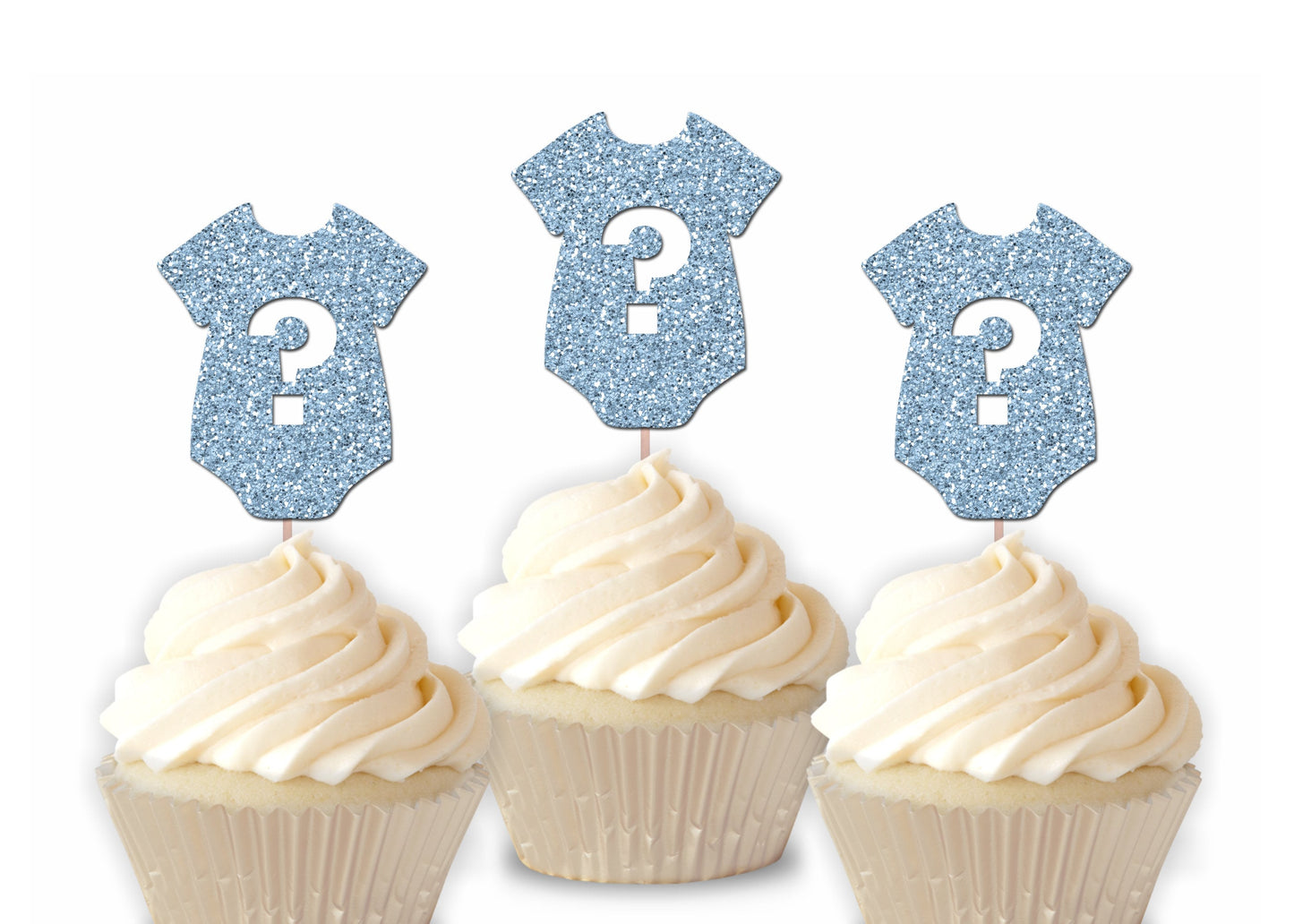 Glitter Gender Reveal Cupcake Toppers