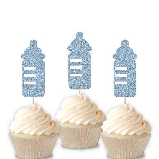 Glitter Baby Bottle Cupcake Toppers