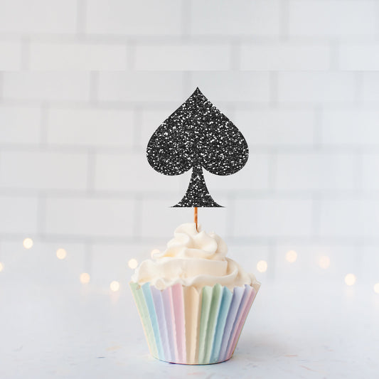 READY TO SHIP Glitter Spade Cupcake Toppers