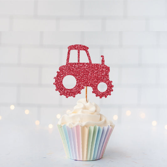 Glitter Tractor Cupcake Toppers